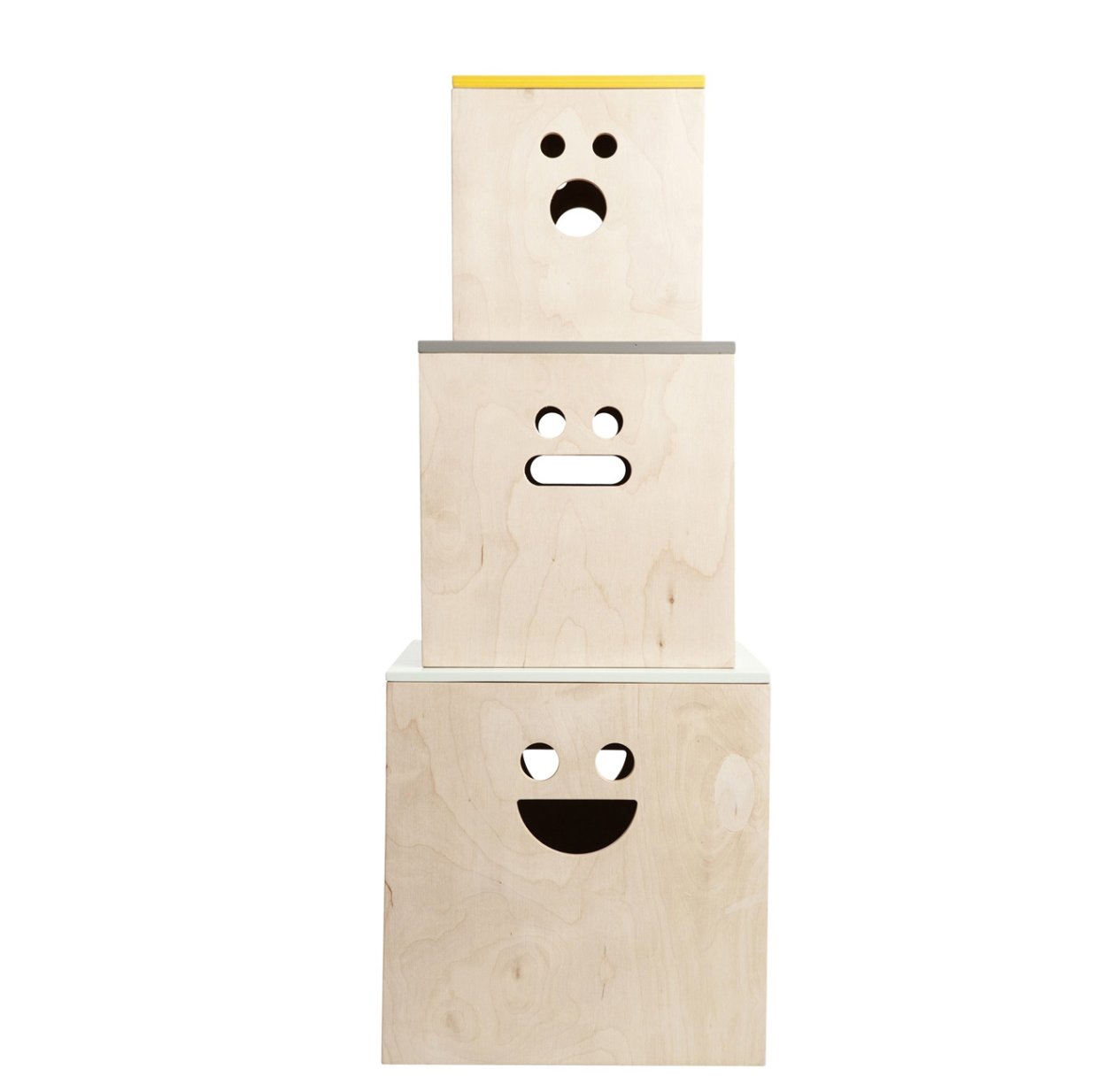 Set de 3 boîtes Faces - Bois